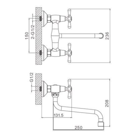 Смеситель для кухни ProHanss P10.46 настенный хром