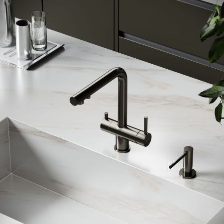 Смеситель для кухни Sancos Foster SC4014GG на мойку вороненая сталь