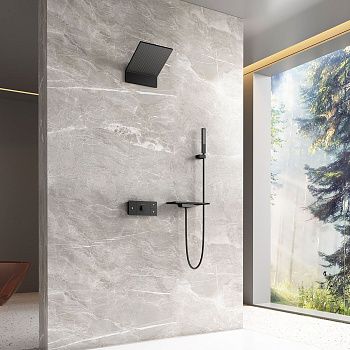 Душевая система Vincea VSFW-2F11TMB встраиваемая в стену с термостатом