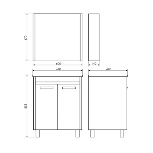 Тумба с раковиной Comforty Тулуза 00-00016586CF 61х47х85,5 - фото 2