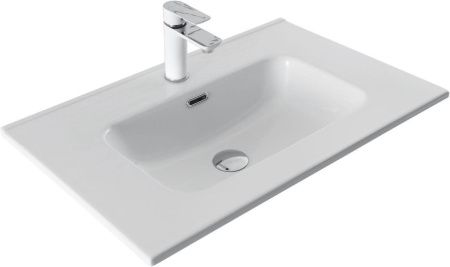 Раковина керамическая Aquanet Flat 00284027 70х50 полувстраиваемая цвет белый 1 отверстие под смеситель