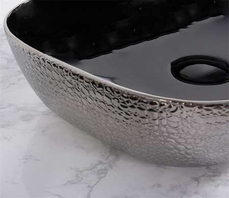 Раковина из санфаянса CeramaLux D1333H020 46х33 накладная цвет черный