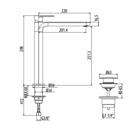 Смеситель Gattoni H2Omix7000 7007070NO на раковину черный без термостата