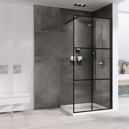 Душевая перегородка Abber Immer Offen AG62120B8 120х200 стекло прозрачное профиль черный - фото 2