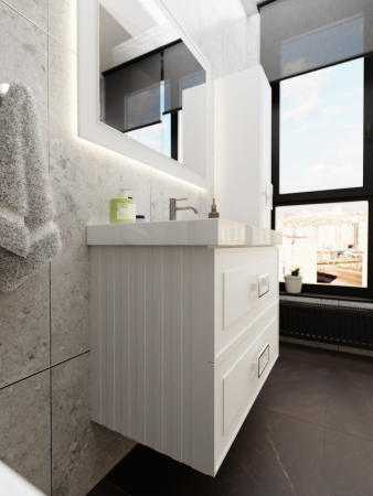 Тумба с раковиной La Fenice Cubo TWIN NFNC-01-CUB-B-80-2-2-80 80х50 подвесная цвет белый