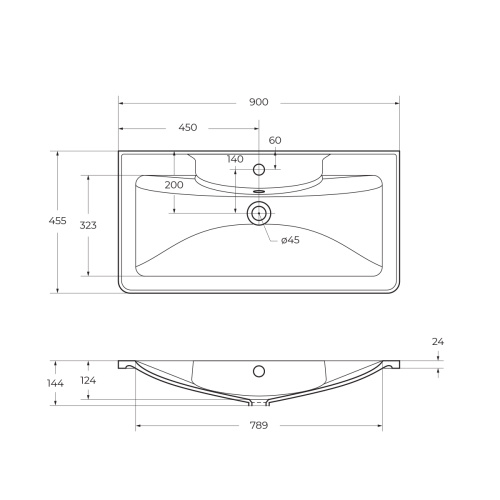 Раковина из искусственного камня BelBagno BB900/455-LV-MR-ALR 90х45 накладная цвет белый - фото 2