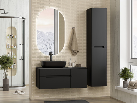 Шкаф-пенал Misty Роял П-Роя-02035-011П 35х34х165 подвесной цвет черный