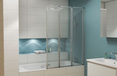 Душевая шторка на ванну Bravat Alfa BG100.5320A 100х140 стекло прозрачное профиль хром ориентация универсальная