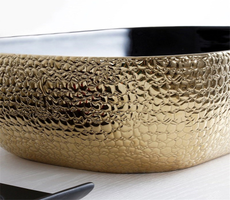 Раковина из санфаянса CeramaLux D1333H022 46х33 накладная цвет черный