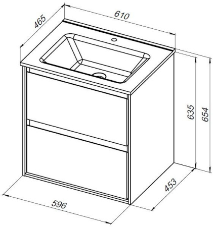 Тумба под раковину Aquanet Милан 00336377 60х45х64 подвесная цвет темное дерево