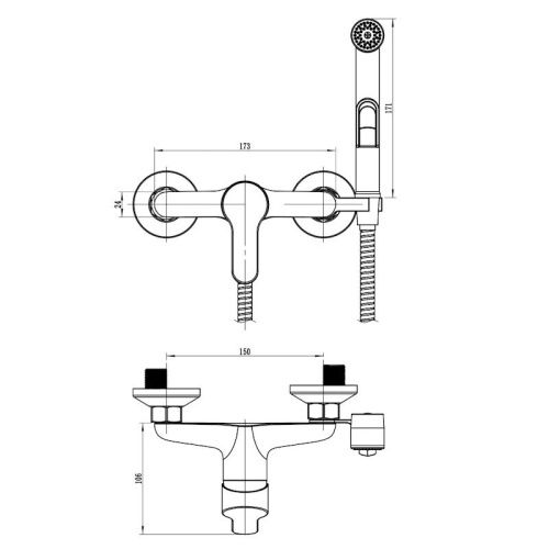 Гигиенический душ со смесителем Voda TD80H хром - фото 3
