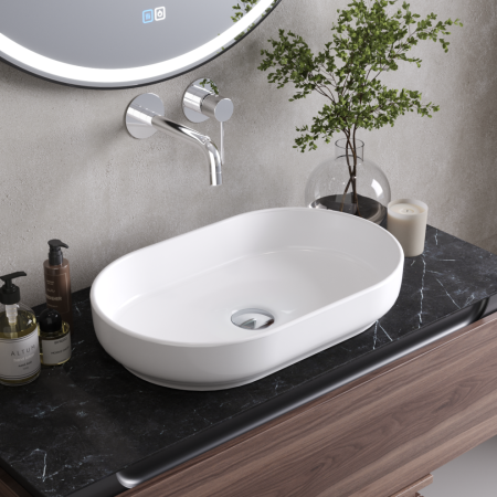 Раковина керамическая Cezares CZR-6594 60х40 накладная цвет белый без отверстий под смеситель