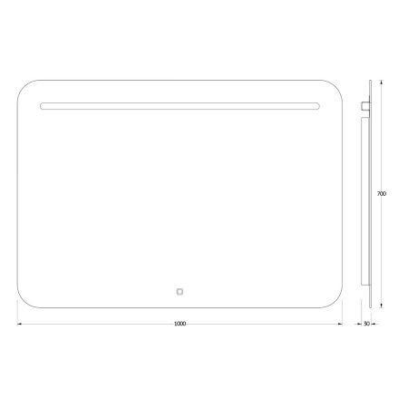 Зеркало с подсветкой Evoform Ledline BY 2447 100х70 подвесное