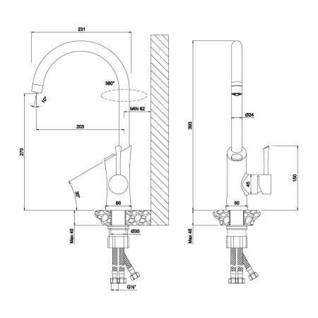 Смеситель для кухни LeMark Comfort LM3072C на мойку хром