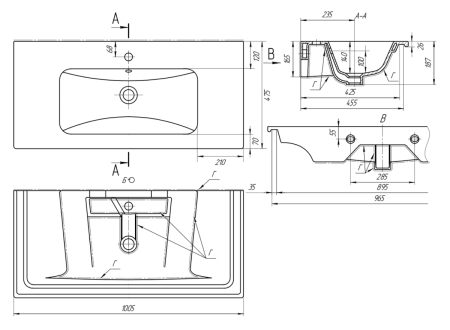 Раковина мебельная керамическая Dreja Euphoria 100 641235 100х50 накладная цвет белый