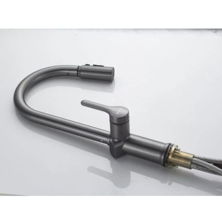 Смеситель для кухни Knotlor KN-100/GM на мойку вороненая сталь