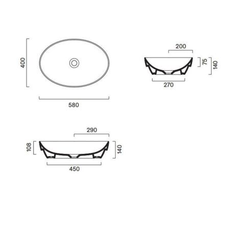 Раковина керамическая Catalano Sfera 524580001 60 см полувстраиваемая цвет белый без отверстий под смеситель