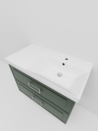 Тумба с раковиной La Fenice Cubo TWIN NFNC-01-CUB-G-90-2-1-90-2R 101х62х49 подвесная цвет серо-зеленый - фото 2