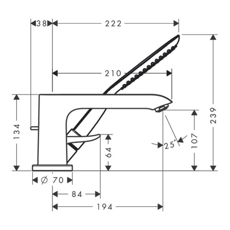 Смеситель Hansgrohe Metris 31190000 на борт ванны хром
