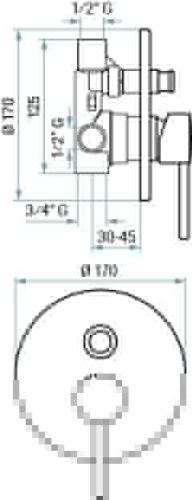 Смеситель Emmevi Piper 45019/CR встраиваемый в стену хром - фото 2