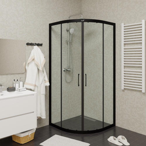 Душевой уголок Cerutti SPA VIVA90B 88х88 стекло прозрачное профиль черный - фото 4