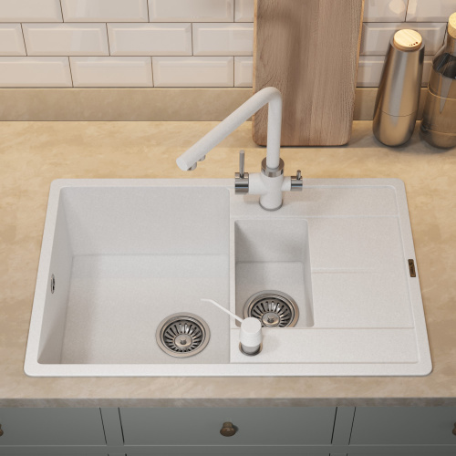 Кухонная мойка Uperwood Quartz Premium UPD-05 3910202116 78x51 цвет белый матовый - фото 4
