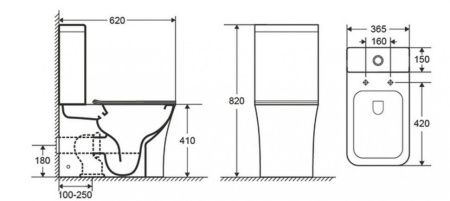Унитаз напольный с бачком CeramaLux 1218A белый с сиденьем микролифт безободковый каскадный смыв
