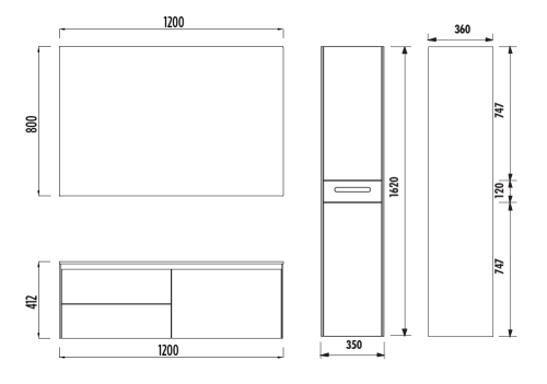 Тумба с раковиной Creavit Flat FA0120.42.MBY+FA120.00 120x41,2 - фото 2