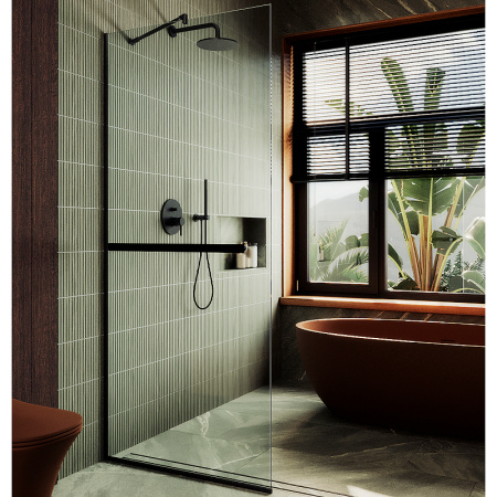 Душевая перегородка Maybah Glass MGD-732-6у 89х195 стекло прозрачное профиль черный