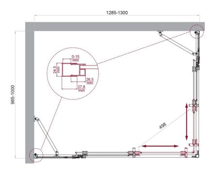 Душевой уголок BelBagno LUCE LUCE-AH-22-130/100-C-Cr 130х100 стекло прозрачное профиль хром без поддона