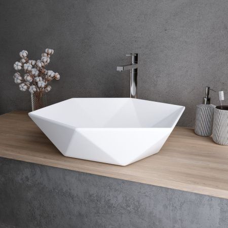 Раковина из сантехнического фаянса Grossman GR-3029 50х50 накладная цвет белый без отверстий под смеситель