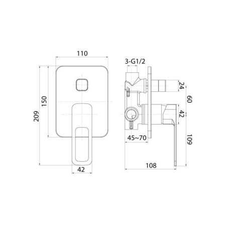 Смеситель для душа IDDIS Slide SLIBL00i67 встраиваемый в стену черный