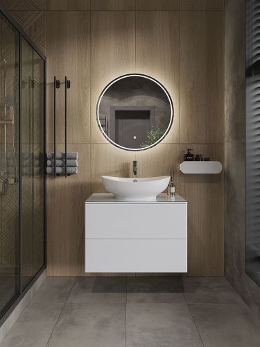 Тумба под раковину Orange Otto Ot-75TuGLASS 80х40 подвесная цвет белый - фото 4