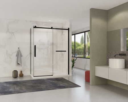 Душевой уголок Vincea Como Soft VSR-1CS8014CLB 140х80 стекло прозрачное профиль черный без поддона