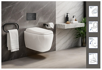 Унитаз подвесной Cerutti SPA CT10613 белый с сиденьем микролифт безободковый смыв торнадо