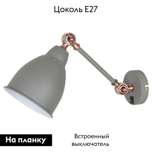 Спот Arte Lamp Braccio (Браццио) A2054AP-1GY - фото 2