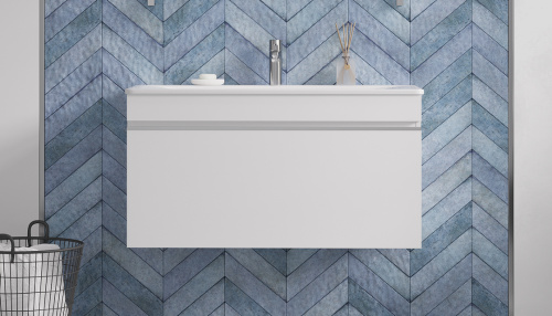 Раковина из литьевого мрамора Velvex PULSUS rkPUL.100-81 100х45 накладная цвет белый 1 отверстие под смеситель - фото 4