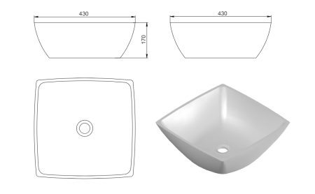 Раковина из искусственного камня Holbi JUPITER 1.02.007.11.2 40х40 накладная цвет белый