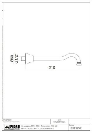 Излив Fiore 30CR8772 настенный хром