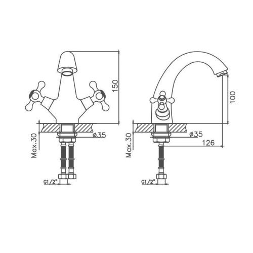 Смеситель Cron CN1008-8 на раковину белый - фото 3