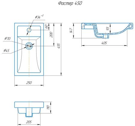 Раковина керамическая Onika Фостер 4640021065907 50х30 накладная цвет белый 1 отверстие под смеситель