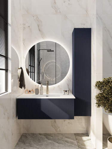 Тумба под раковину La Fenice Terra FNC-01-TER-BG-100 100х46х36 подвесная цвет синий матовый - фото 4