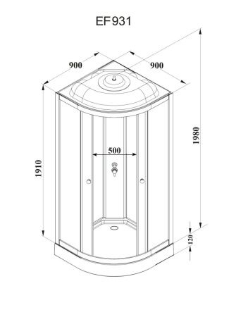 Душевая кабина Parly Effect EF931 90х90 четверть круга с крышей ориентация универсальная