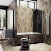 Душевая шторка на ванну Maybah Glass MGV-791-5 80х140 стекло тонированное профиль хром ориентация универсальная