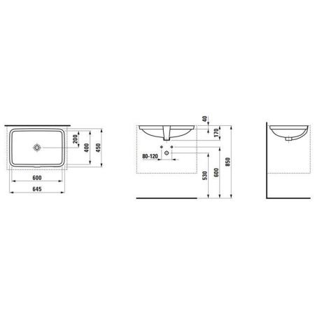 Раковина керамическая Laufen Pro 8.1196.5.000.109.1 60 см встраиваемая цвет белый без отверстий под смеситель