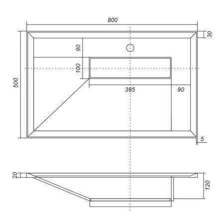 Раковина из искусственного камня Uperwood Lotus Quartz 29192033 80х50 полувстраиваемая цвет черный