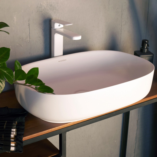 Раковина из искусственного камня MonteBianco Conca 540 12020 40х40 накладная цвет белый матовый без отверстий под смеситель - фото 2