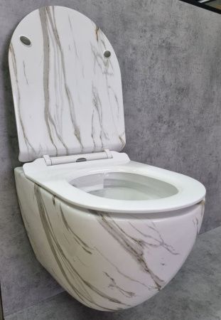 Унитаз подвесной CeramaLux 2213-K белый с сиденьем микролифт каскадный смыв