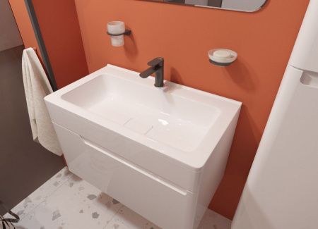 Раковина из искусственного камня Эстет Каре Люкс ФР-00015152 90х50 накладная цвет белый 1 отверстие под смеситель