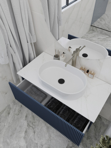 Тумба со столешницей La Fenice TERRA NFNC-01-TER-BG-100-3-GG 102х37х47 подвесная цвет синий - фото 4